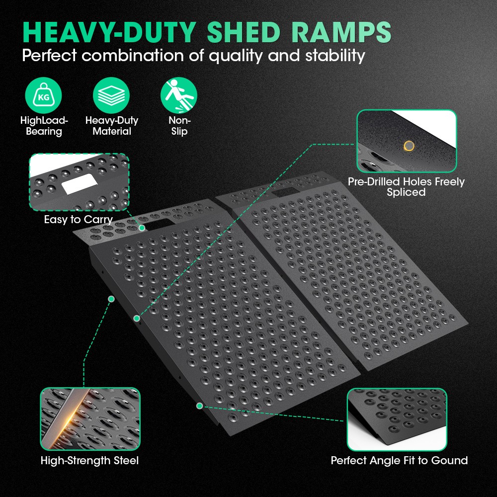 36"x48" Shed Ramp Anti-Slip Punch Plate Ramp for ATV Motorcycles Garages & Barns