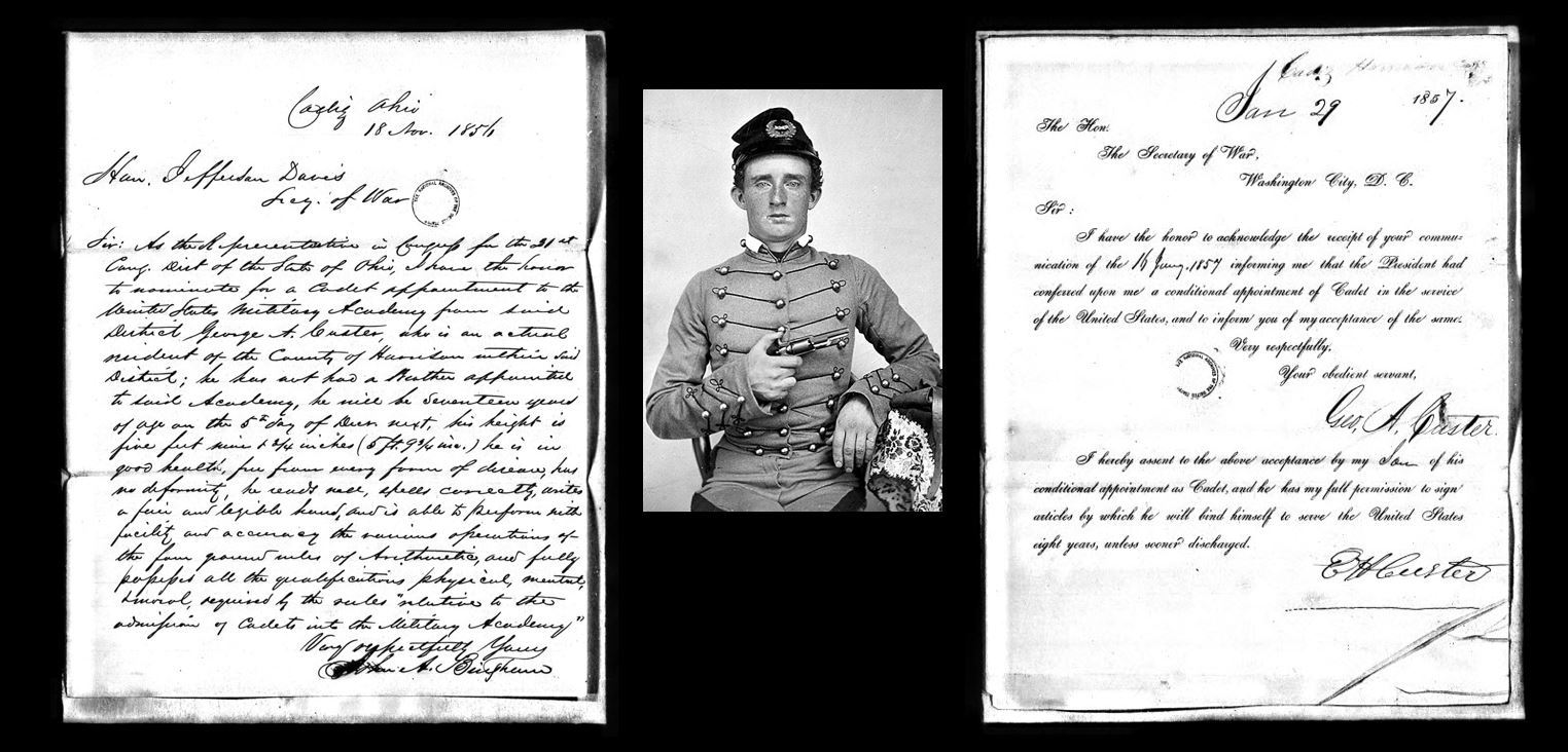 General George Custer WEST POINT CADET PHOTO, Civil War Military Records 1857