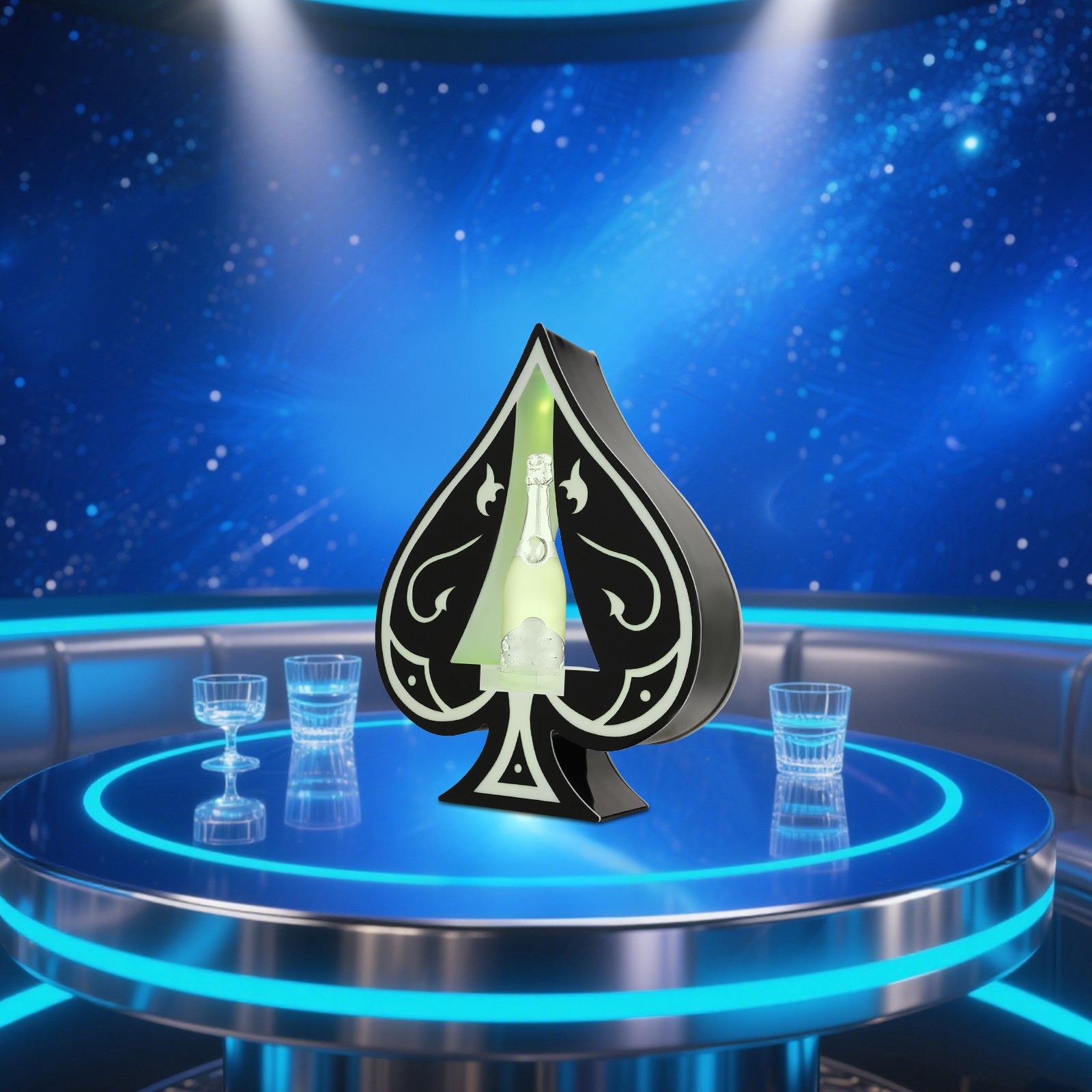 LED Lighted Liquor Bottle Display Ace of Spades Champagne Bar Bottle Stand Shelf