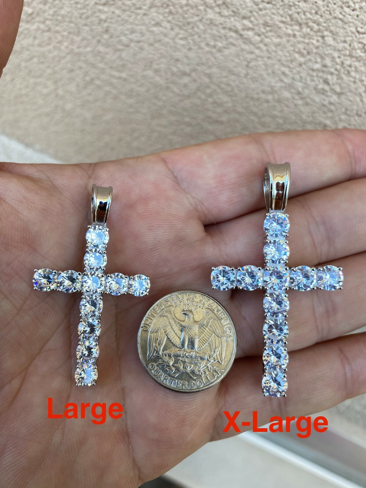 Real 925 Silver Cross Iced Pendant MOISSANITE Necklace Passes Test Hip Hop GRA