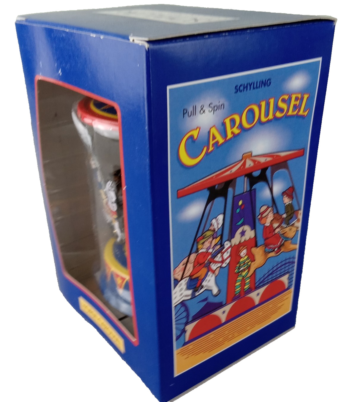 SCHYLLING Pull & Spin Tin Litho HORSE CAROUSEL Toy Mechanical NIB NEW