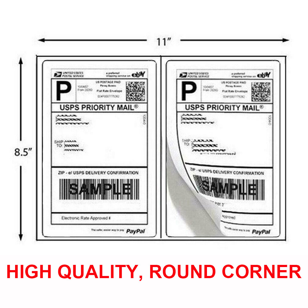 500-8000 Mailing Shipping Labels 8.5"x5.5" Round Corner Half Sheet Self Adhesive