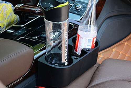 Black 2 Cup Holder Drink Beverage Seat Seam Wedge Car Auto Truck Universal Mount