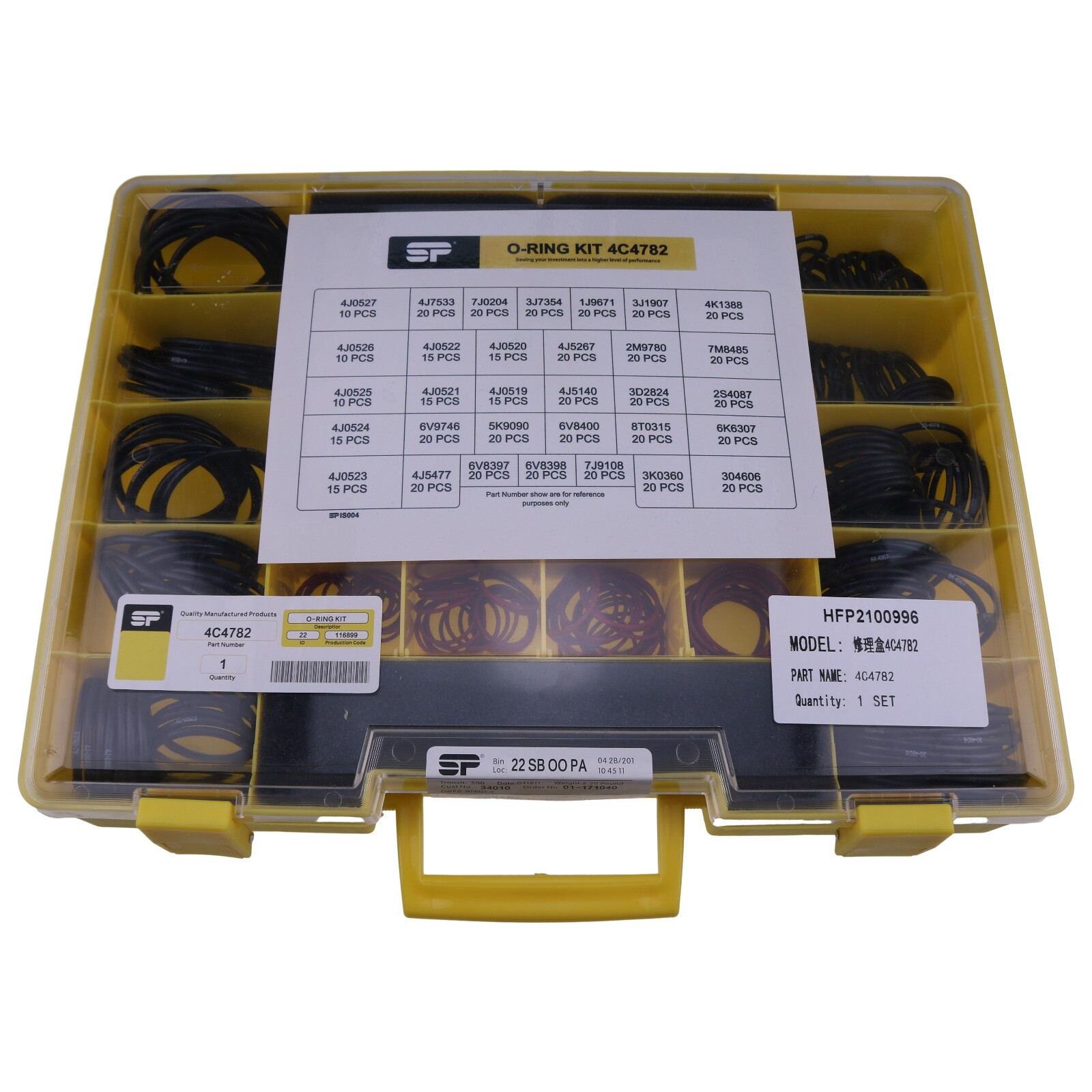 580Pcs Seal O-Ring Kit 4C-4782 for CAT Caterpillar SAE STOR ORFS 61 62 Nitrile90