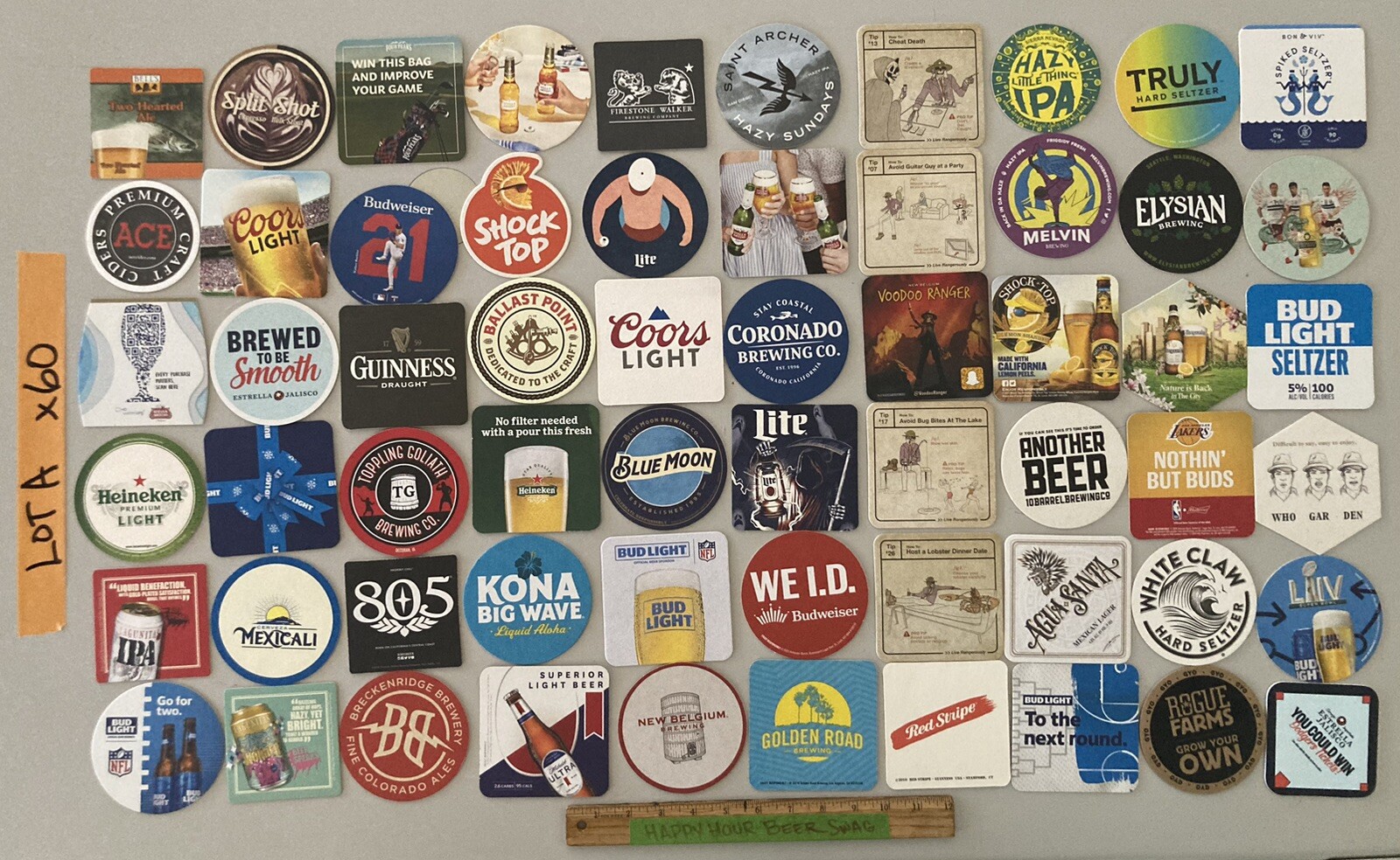 🔥60 Beer Bar Coasters Pint Glass mat coaster Craft Domestic Import Lot A2