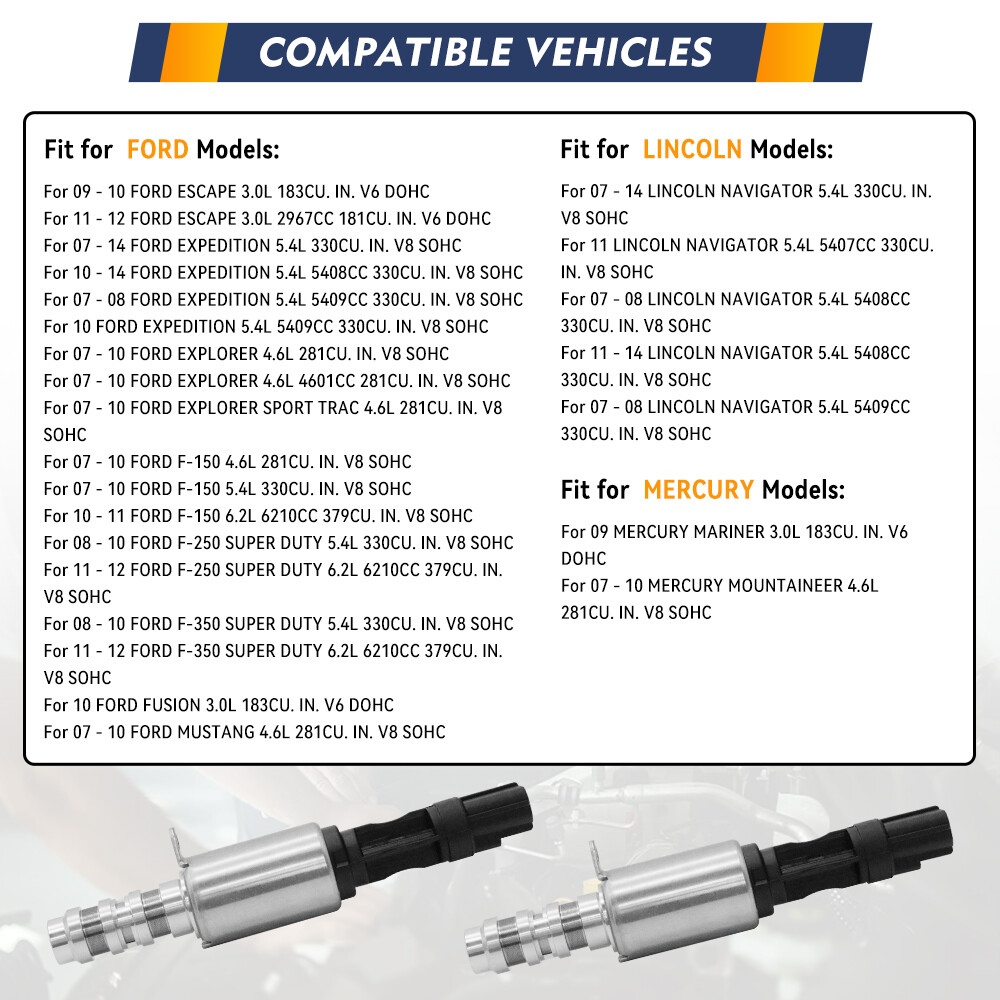 2X VCT VVT Variable Timing Solenoid Valve for Ford F-150 4.6L 5.4L 2004-2010