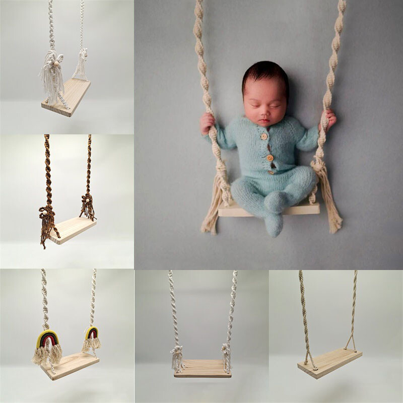 Newborn Photography Props Baby Kids Wood Swing Board Panel Studio Photo Shoot
