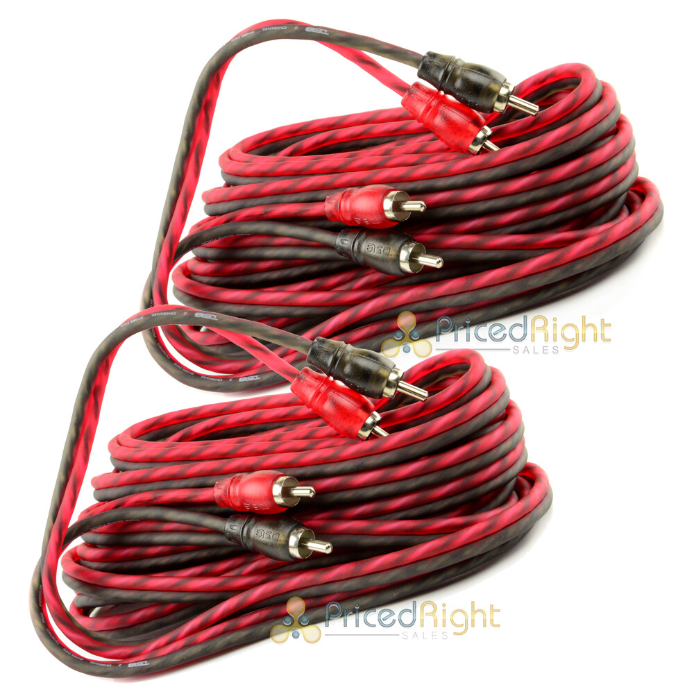 2 Pack DS18 20 ft 2 Channel Shielded Twisted Interconnect RCA Cables RCA20FT
