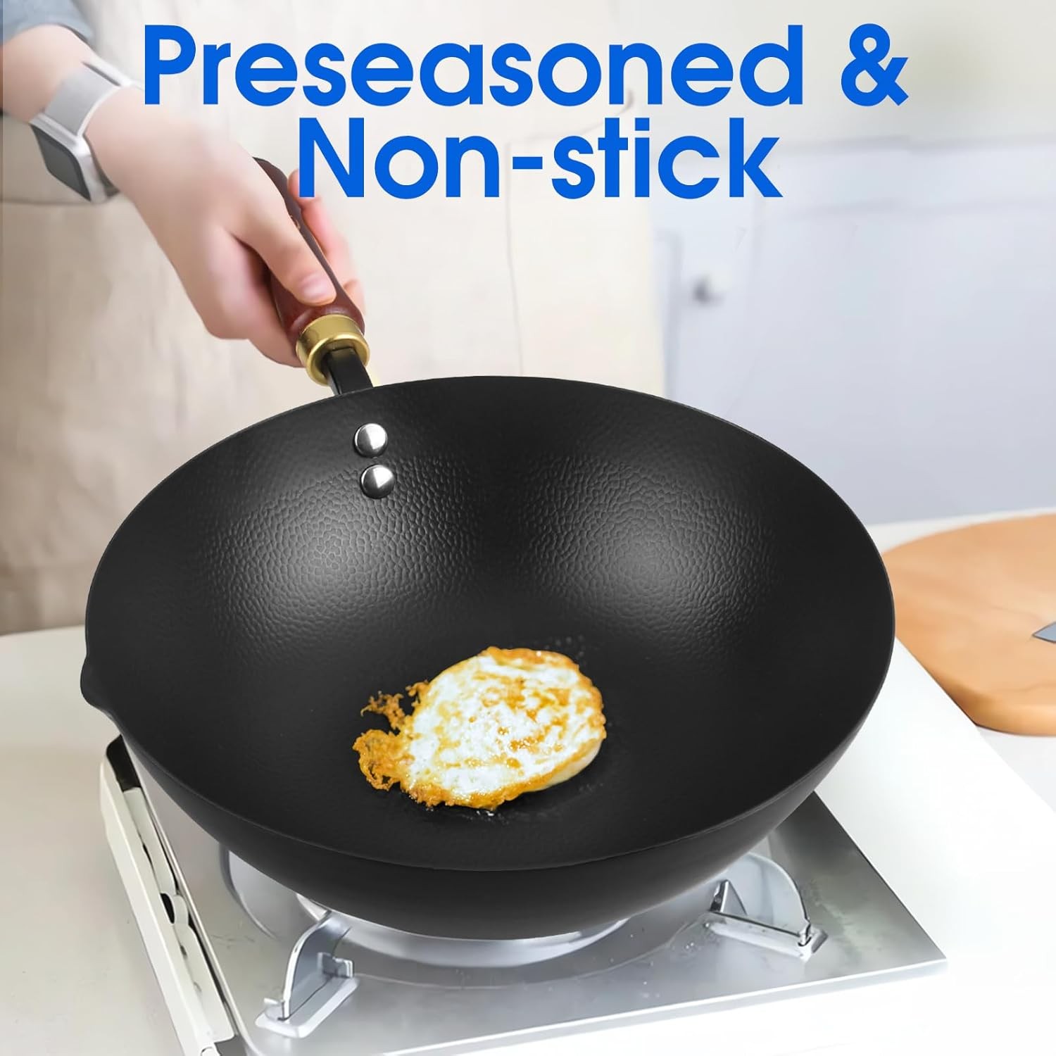 10 Inch Carbon Steel Wok For Electric, Induction and Gas Stoves