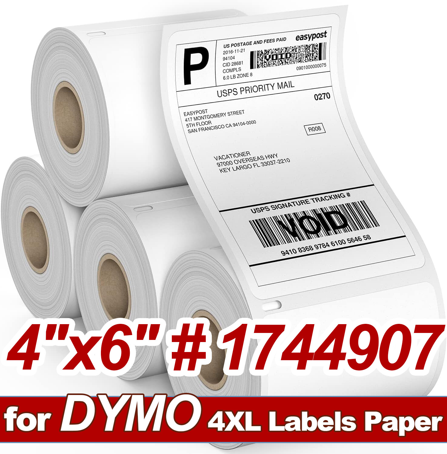 5-200 Rolls DYMO 4XL Direct Thermal 4"x6" Shipping Labels 4x6 1744907 220/Roll