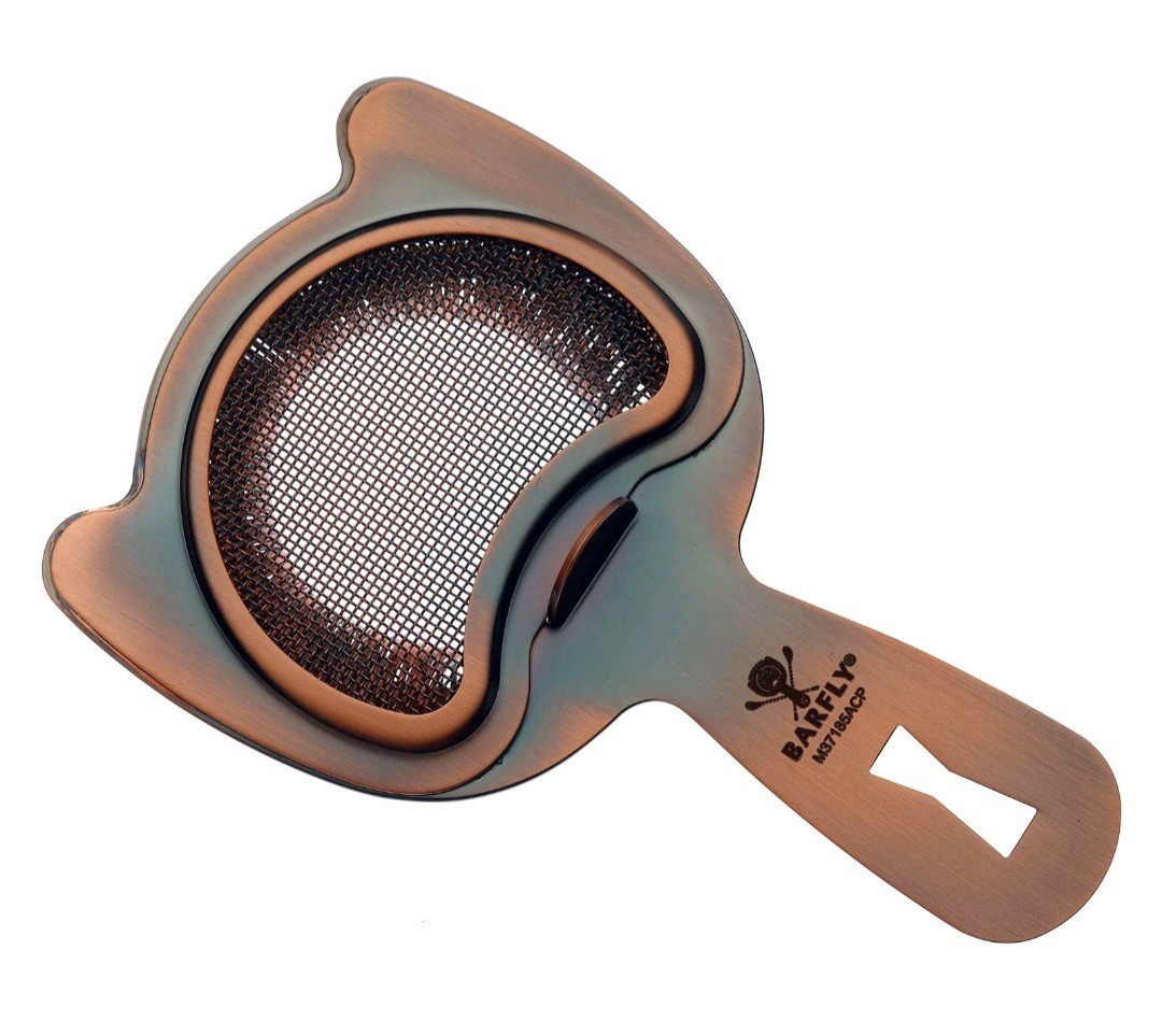 New Mercer Barfly Mixology Gear 6" Fine Mesh Spring Strainer Antique Copper Bar