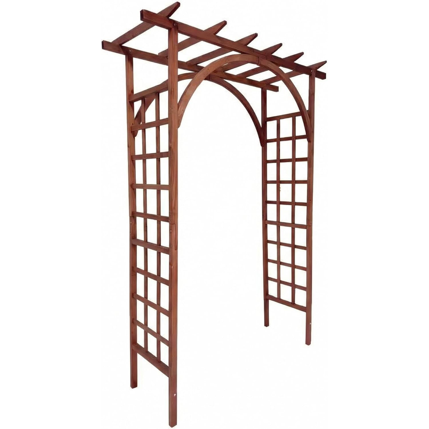 7 Ft Outdoor Wooden Arbor Arch Pergola Trellis Flat Arched Top Garden Yard Decor