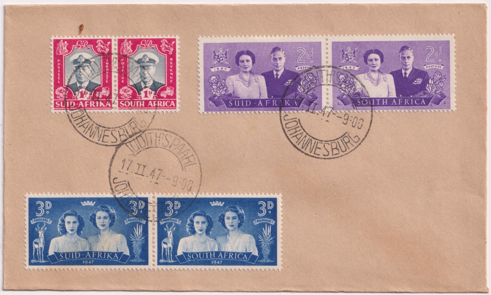 South Africa 1947 Royal Visit Cover Johannesburg Cancel King George VI Queen