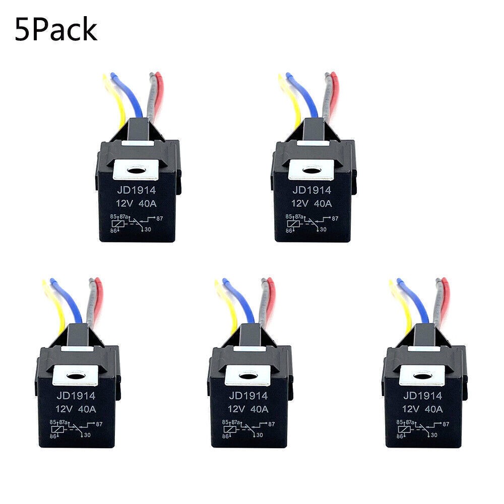 5- 25Pack 12V 30/40 Amp 5-Pin SPDT Automotive Relay with Wires & Harness Socket