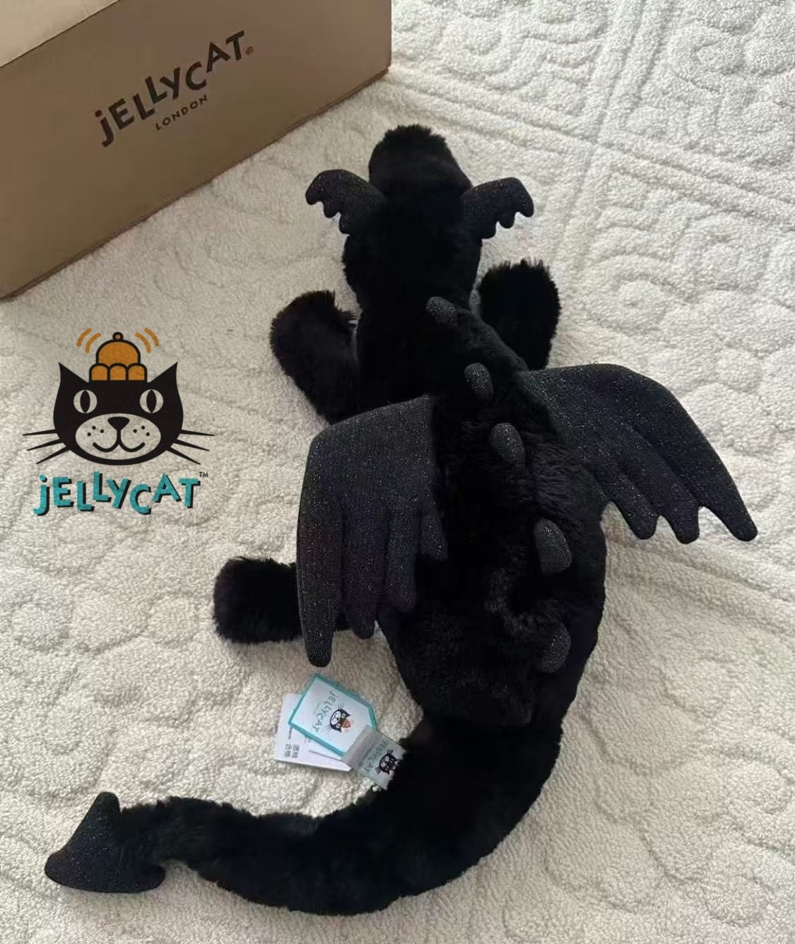Jellycat Onyx Dragon Plush – Black - RETIRED RARE 50cm - NEW WITH TAGS Gifts