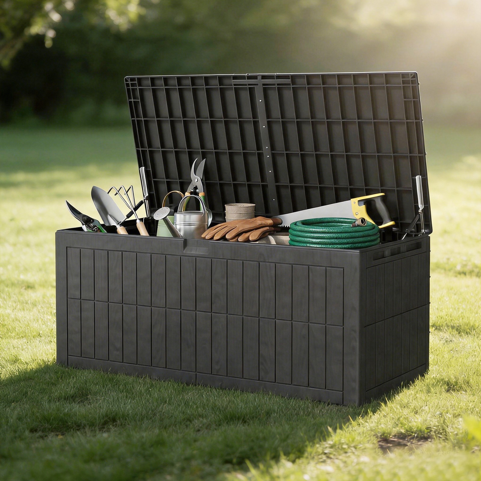 WaterProof 220 Gallon Resin Outdoor Storage Box with Lockable for Garden Patio