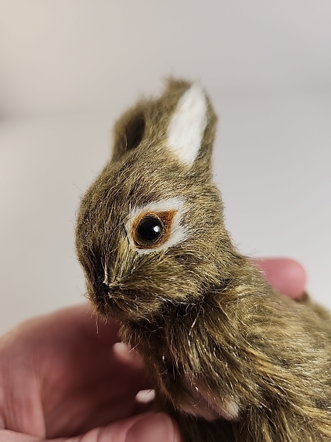 Vintage Realistic Rabbit Bunny Figure Easter Spring Faux Fur 4" Brown