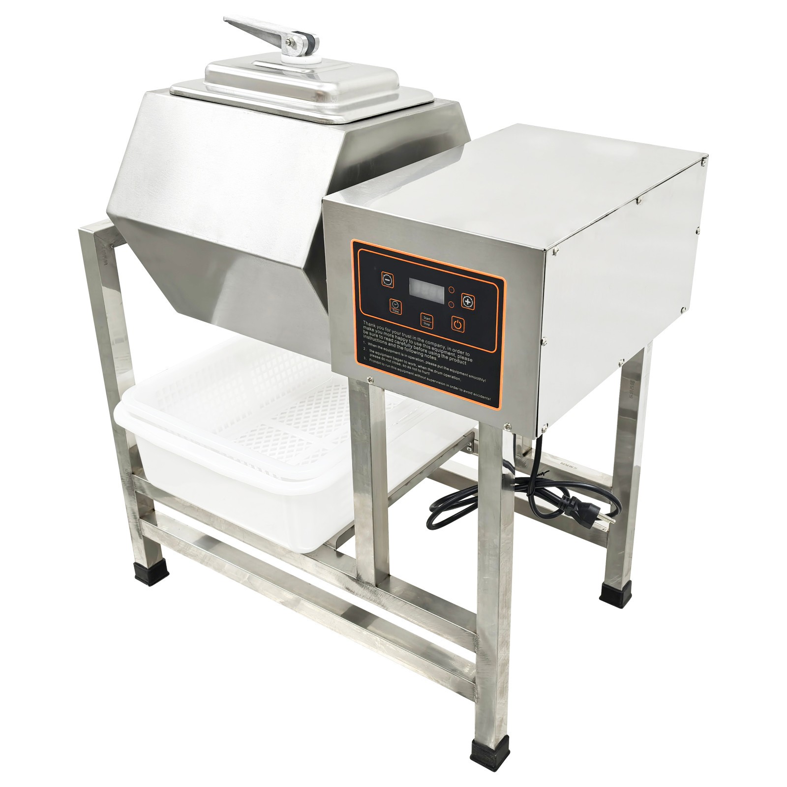 110V 38L Meat Vegetable Tumbler Marinator, Stainless Tumbling Marinator Machine