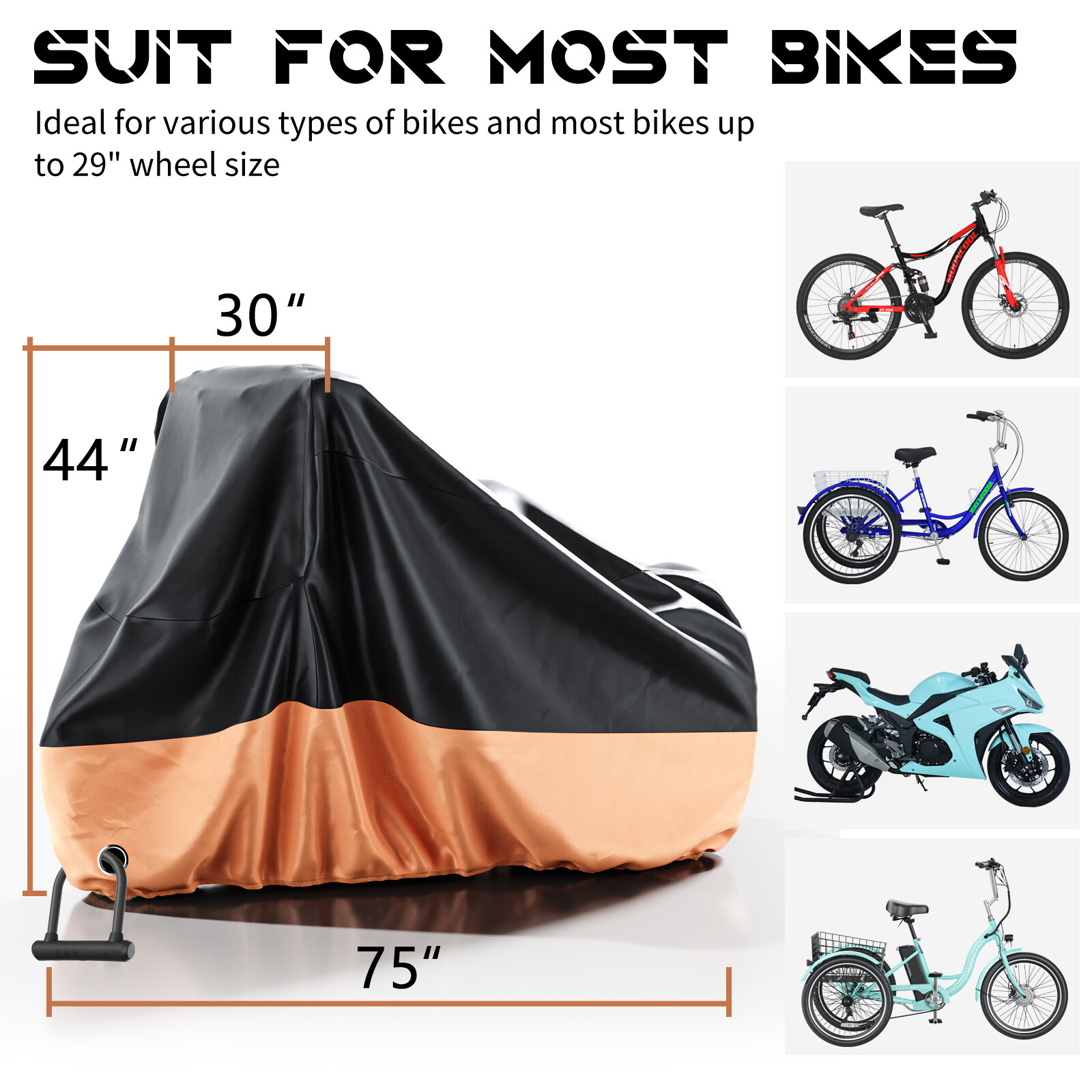 MOPHOTO Bike Cover Adult Tricycle Cover Waterproof Anti-UV Bicycle With CarryBag