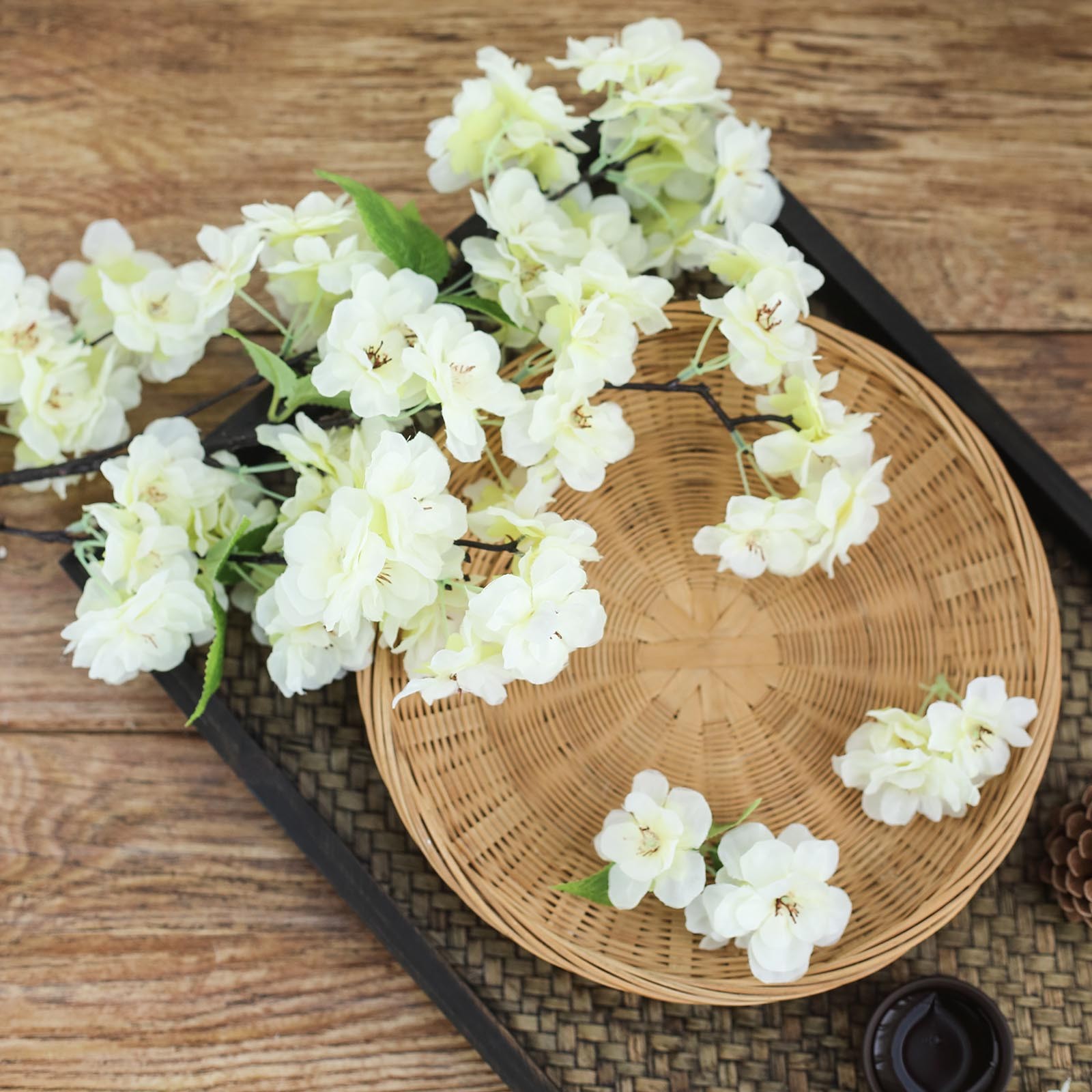 4 IVORY 40" tall Bushes with Silk Cherry Blossoms Flowers Party Wedding Bouquets