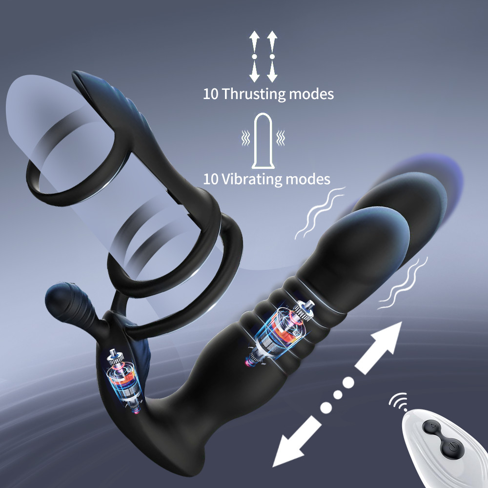Male Prostate Massager Vibrator Thrusting Anal Butt Plug Dildo Sex Toys for Men