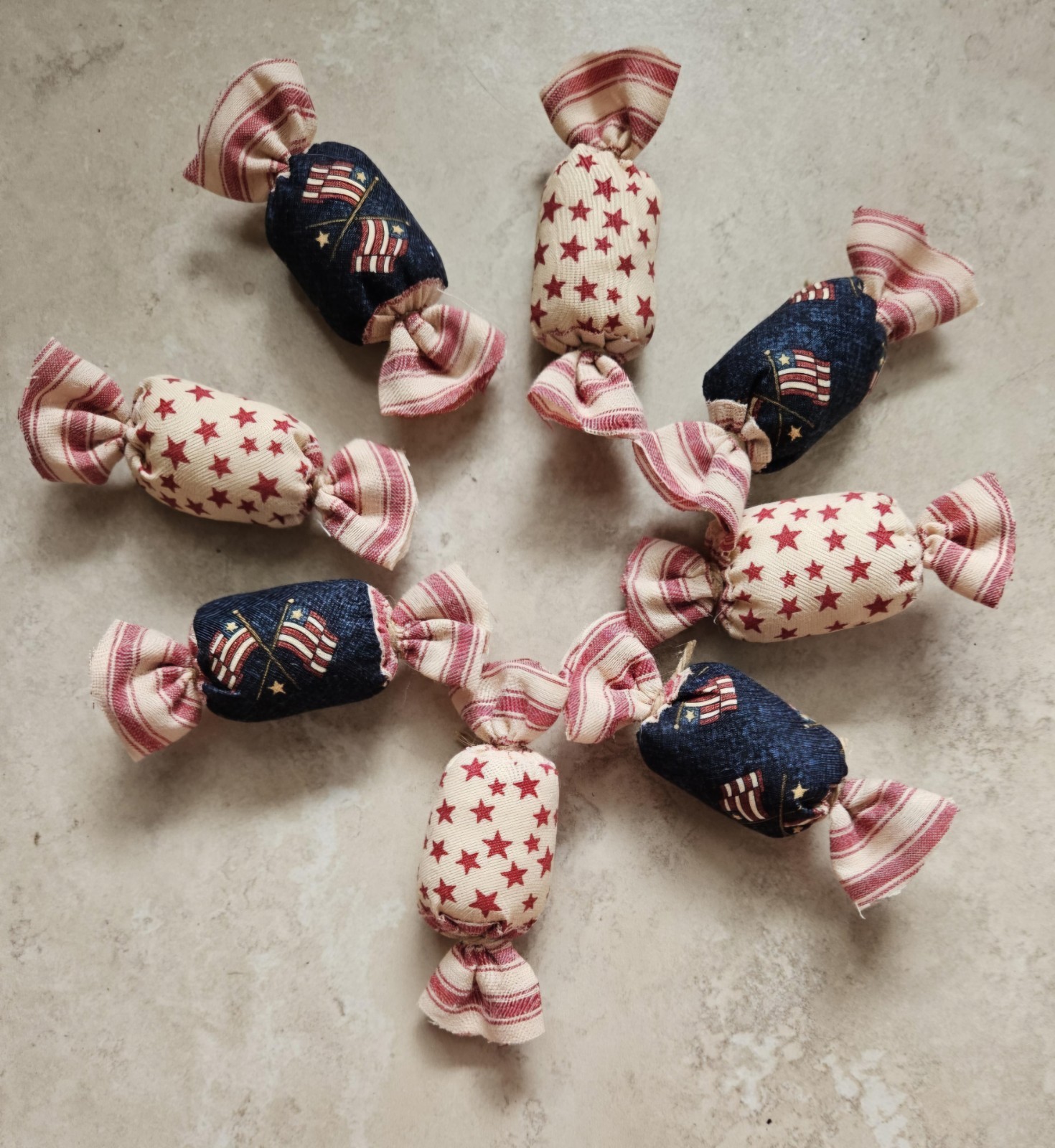 Bowl Filler Americana Patriotic Ornie Fabric 8 Pcs Candy Tier Tray Fabric Decor
