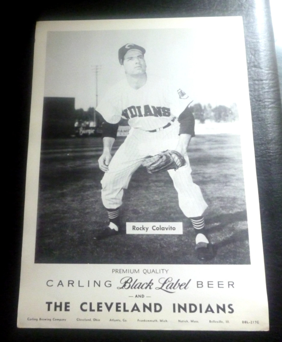1958 ROCKY COLAVITO -CARLING BLACK LABEL BEER 12"x9" PHOTO / EXTREMELY RARE- EX+