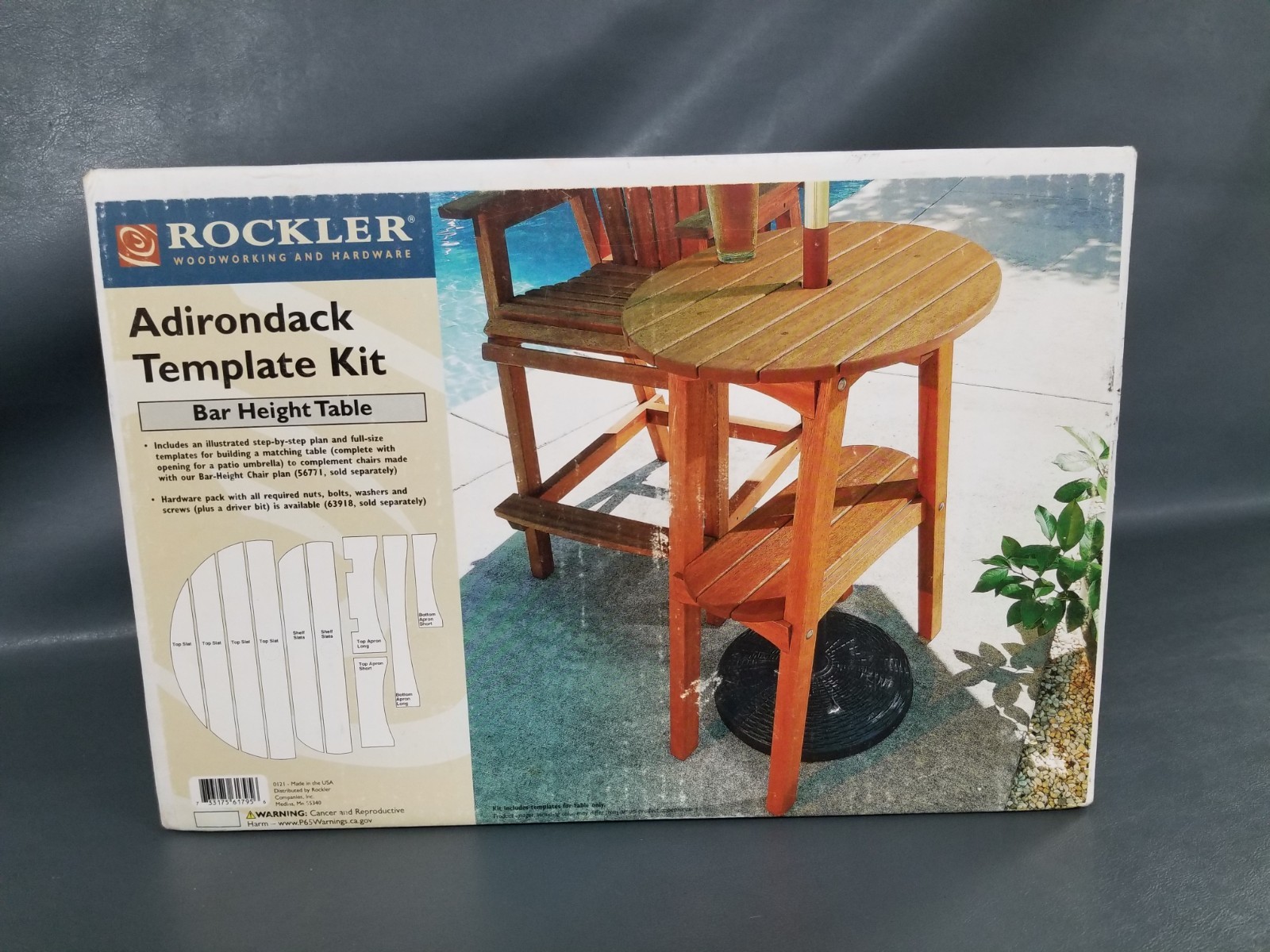 NEW / SEALED Rockler Adirondack Template Kit For Bar Height Table NIB 2022 USA