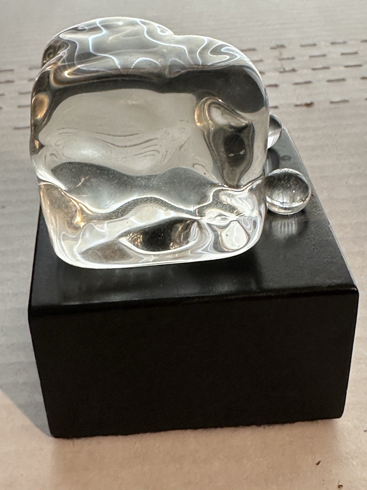 Hans Godo Frabel Studios Glass ICE CUBE Sculpture Paperweight Signed 1988 RARE