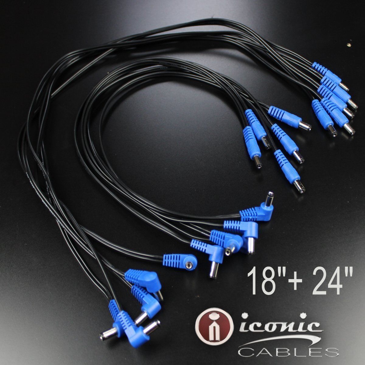 10 Pack Effects Pedal DC Power Patch Cables Cords Pedalboard 5.5mm / 2.1mm 18AWG