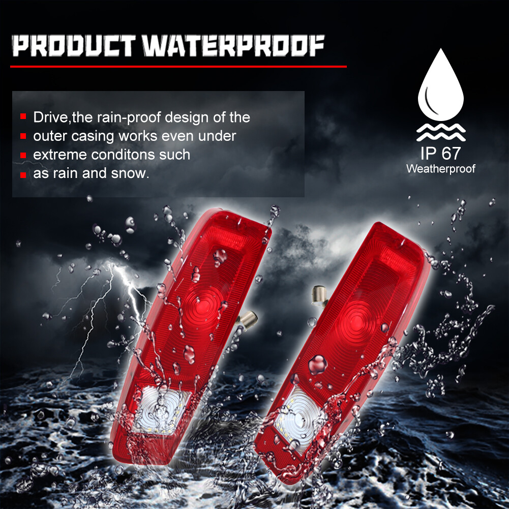 Pair (2) 1967-1972 Ford Truck 1967-1977 Bronco Red Tail Lights Taillamps LH+RH