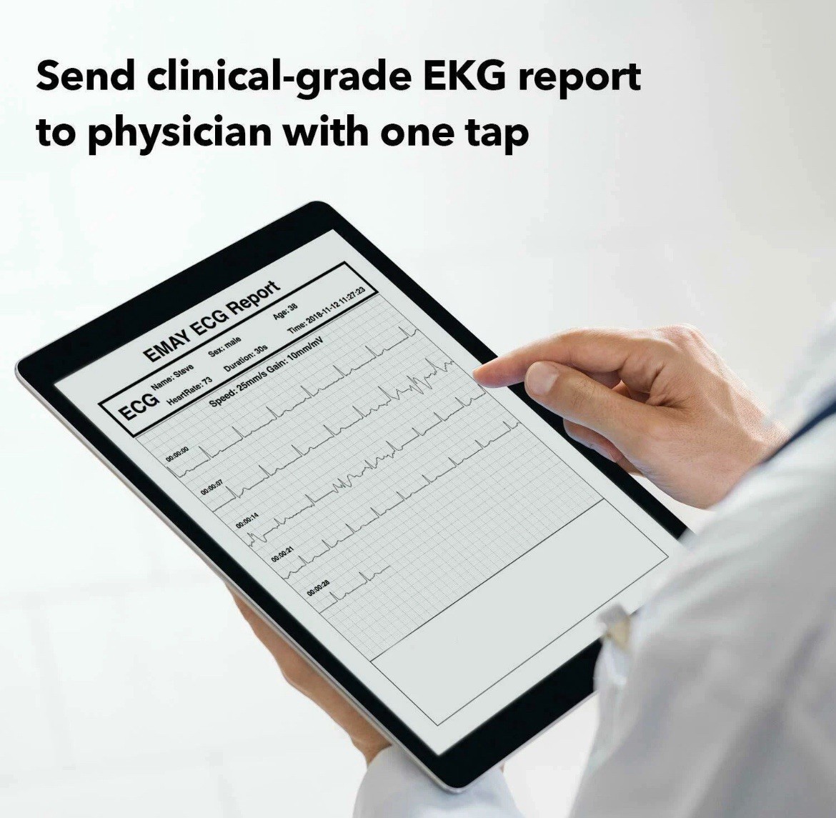 EMAY Bluetooth Portable ECG/EKG Monitor For iPhone & Android mac & Windows EMG20