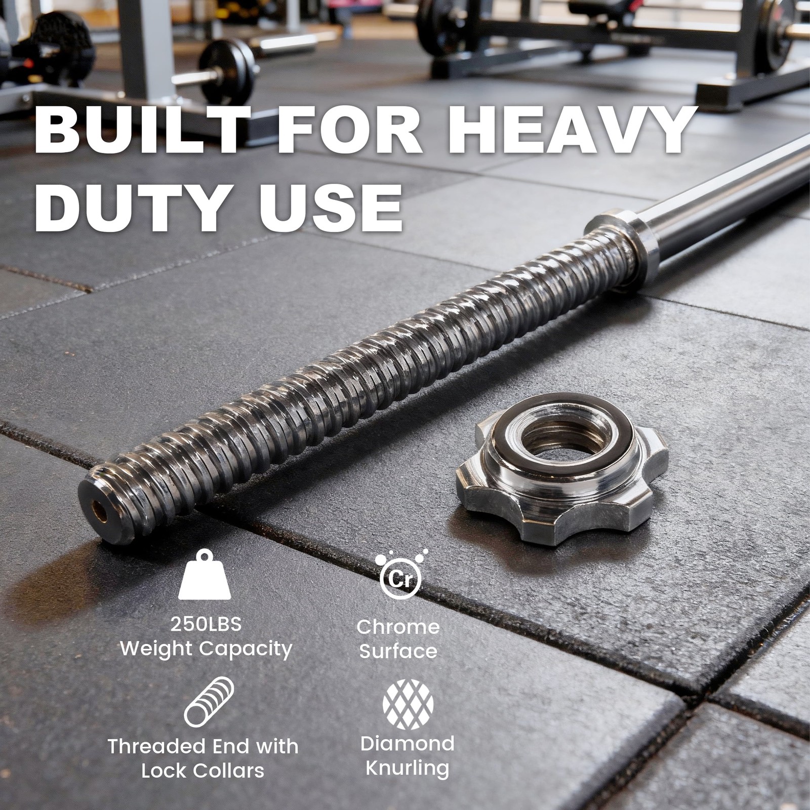 Spiral Straight Barbell Bar, Alloy Steel, 1-Inch Standard Diameter, 6FT