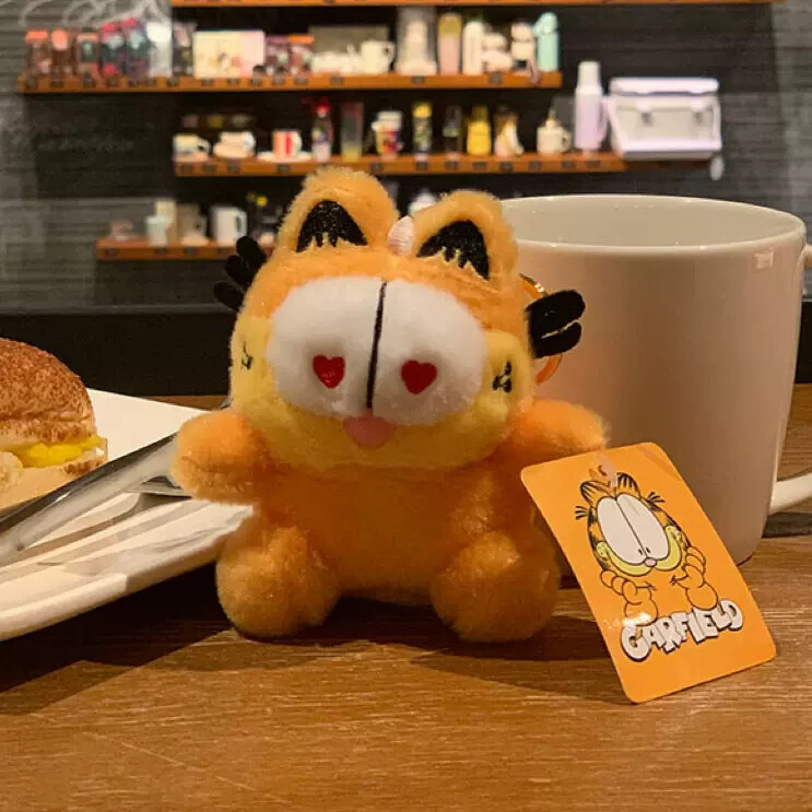 4 '' Mini Cute cartoon Garfield plush doll keychain Pendant Kid presents gifts