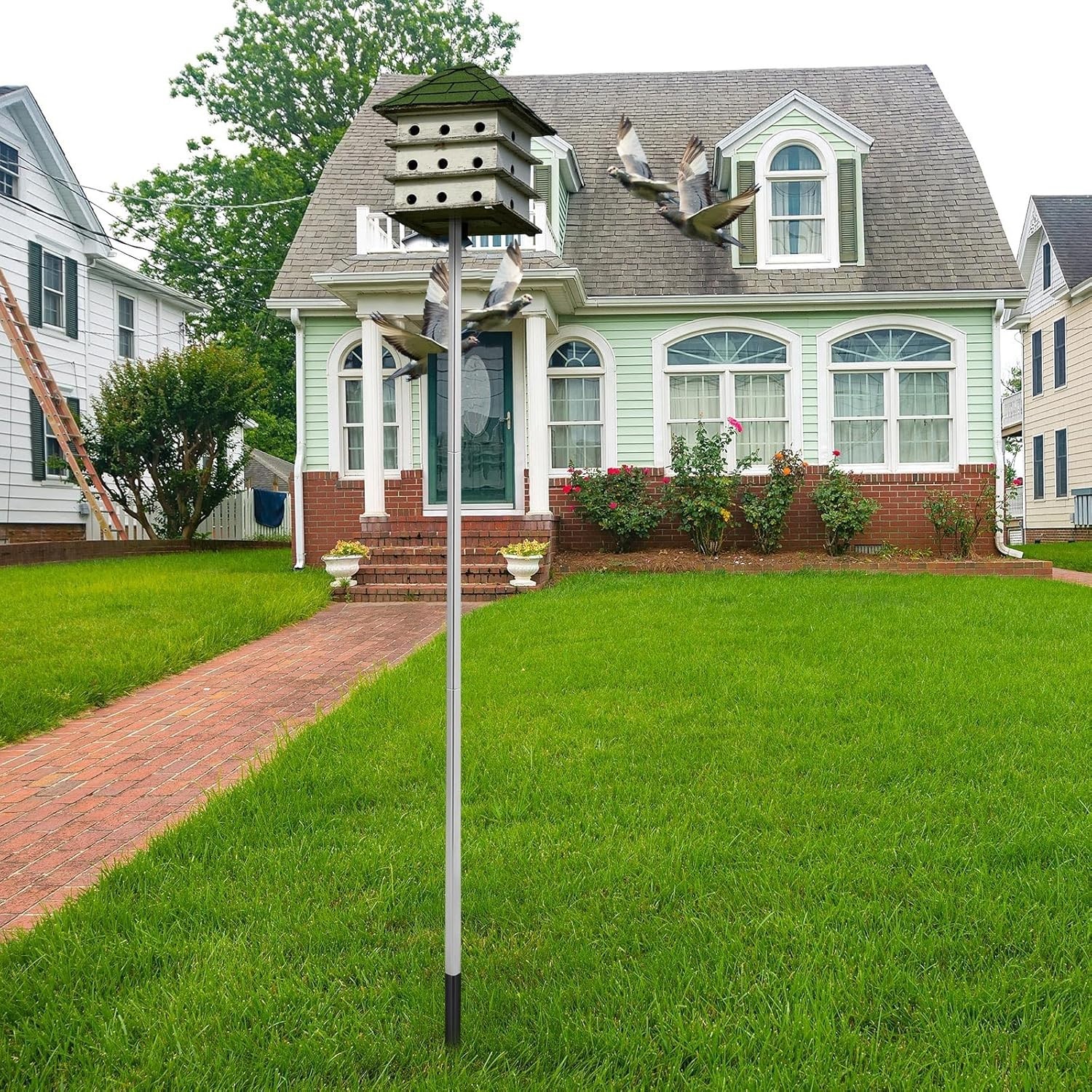 Tandefio 15 ft Telescoping Purple Martin House Pole with Ground Socket Heavy Dut