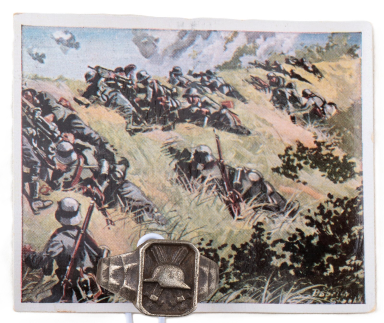 German special force WW2 Officers ring 835 silver WW1 Helmet sword signet WWII