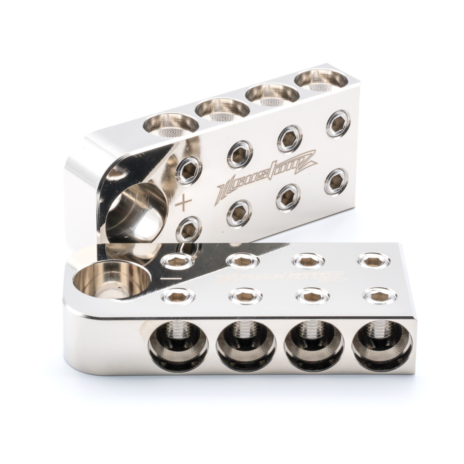 Pair ILL Customz Battery Terminals 0 Gauge 8 Input 1/0 AWG Bolt Down Ends