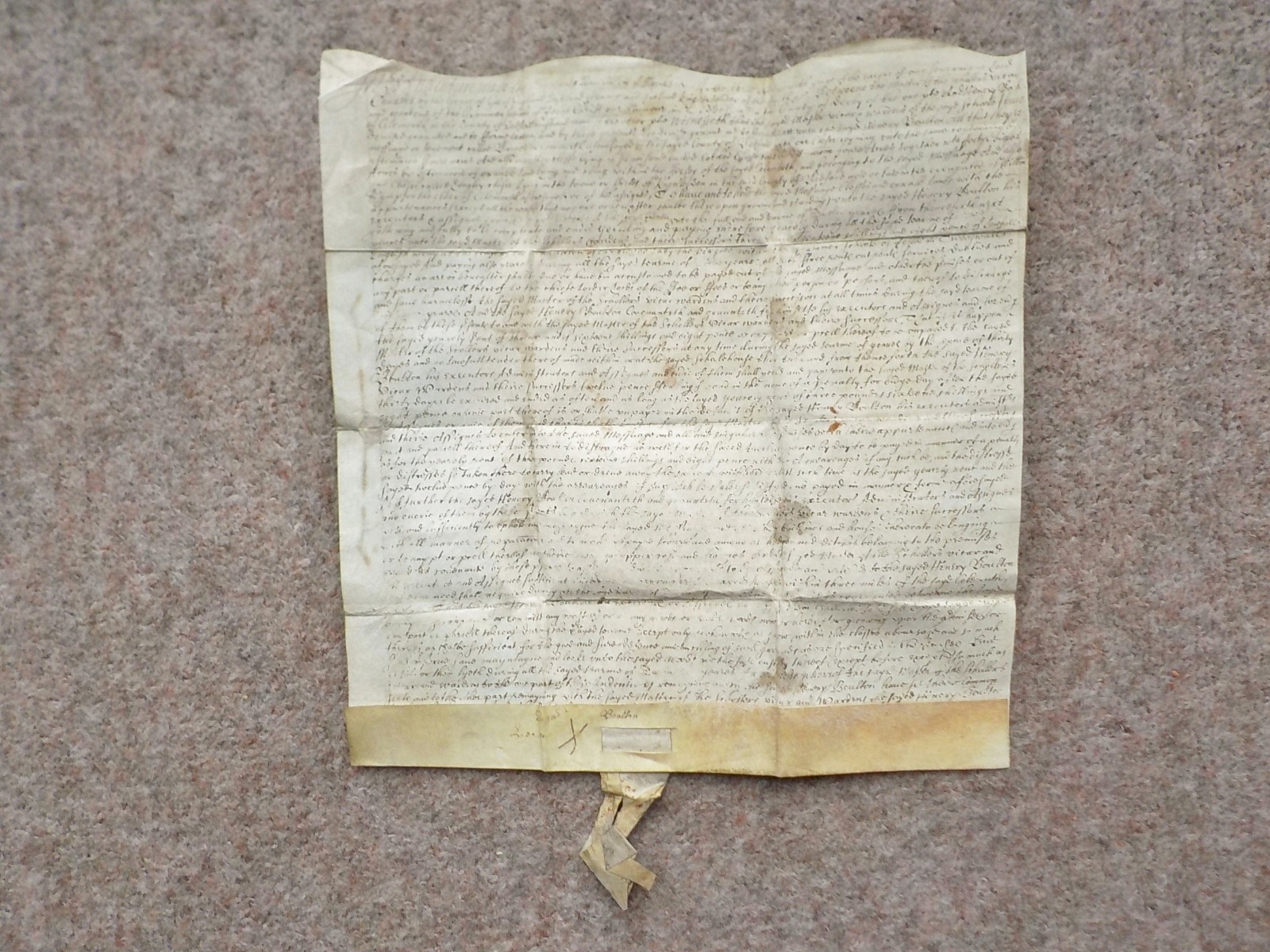 1648 Colmworth Bedfordshire Tideswell Grammar School land Vellum Deed  Indenture