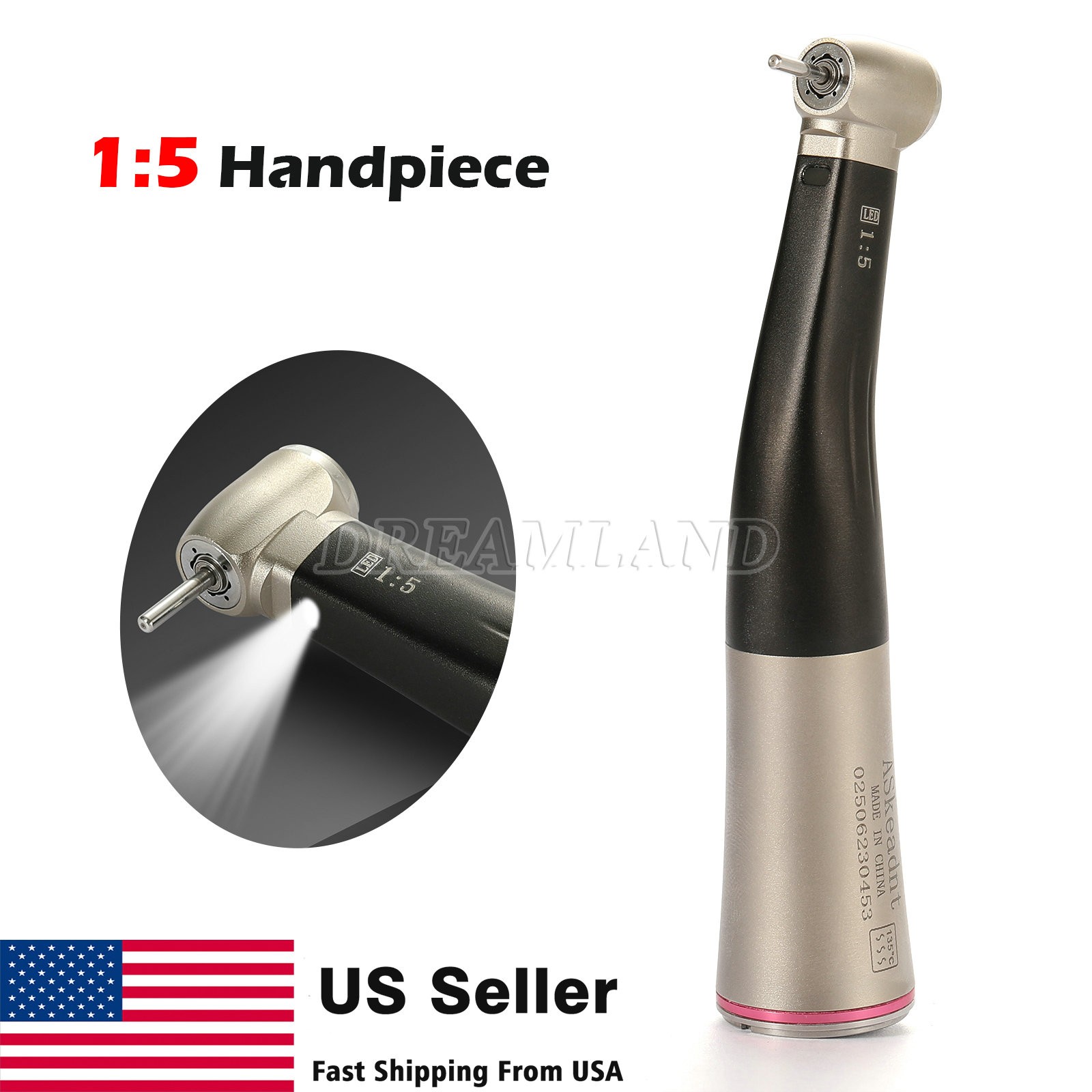 NSK Style Dental Electric Handpiece 1:5 Contra Angle Fiber Optic High Speed AS