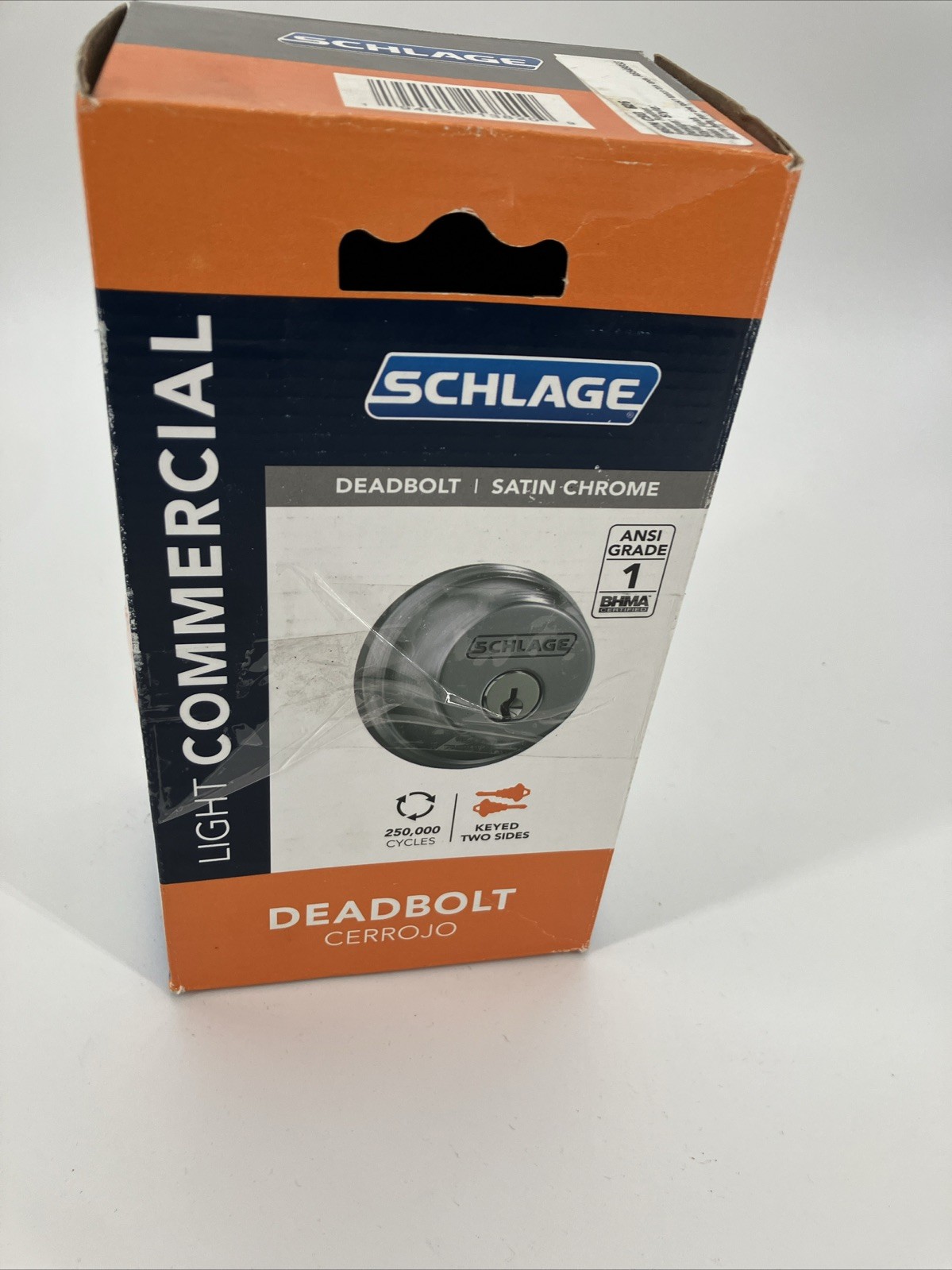 Schlage Satin Chrome Light Commercial Double Cylinder Deadbolt Keyed Both Sides