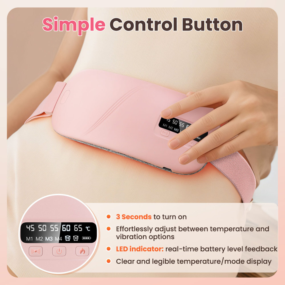 Electric Heating Menstrual Vibration Pad Belt For Period Pain Relief Cramps USB