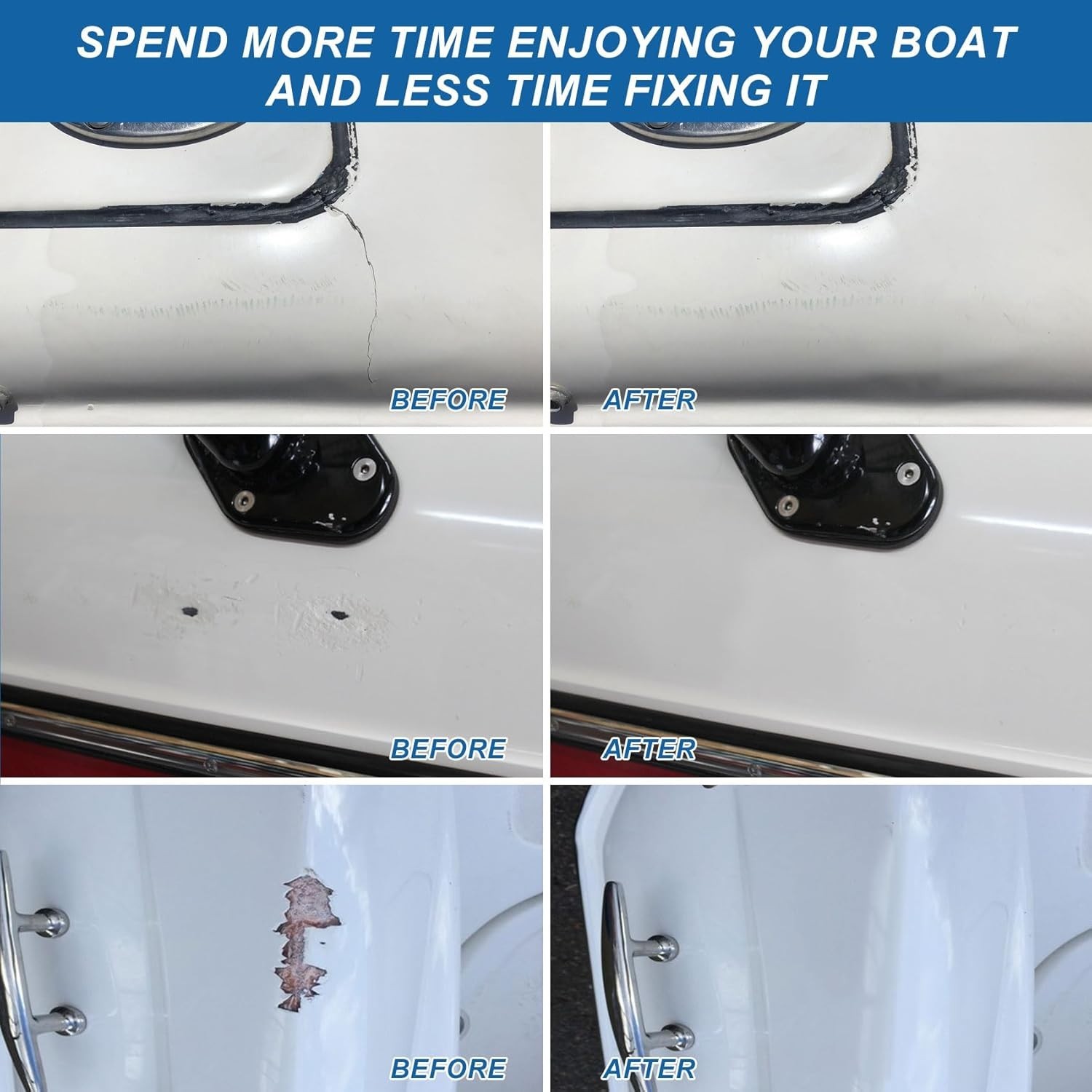 Marine Fiberglass Repair Kit, Gel Coat Repair Kit for Boats (White), Fiberglass