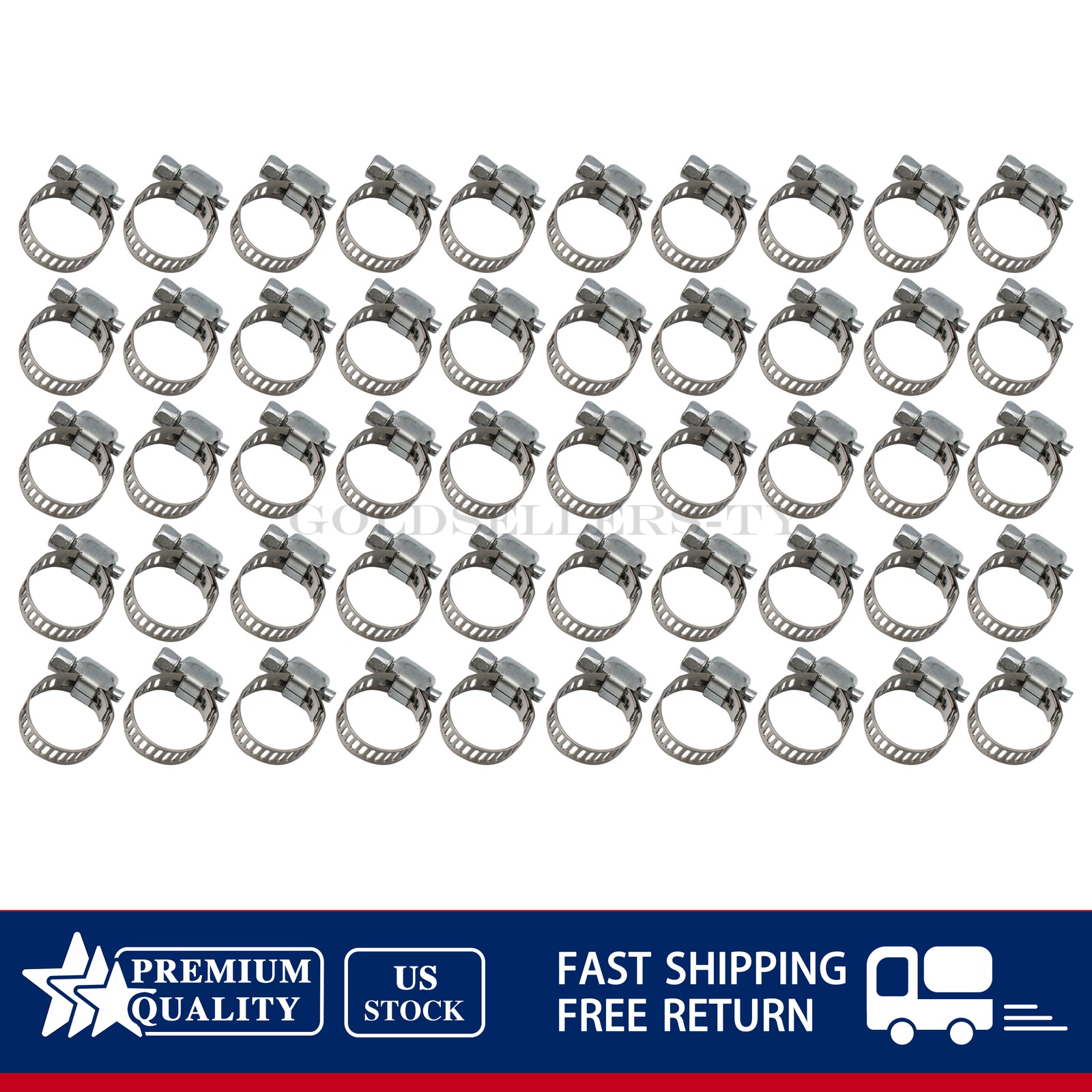 50x 3/8"-5/8" Stainless Steel Adjustable Drive Hose Clamps Fuel Line Worm Clip