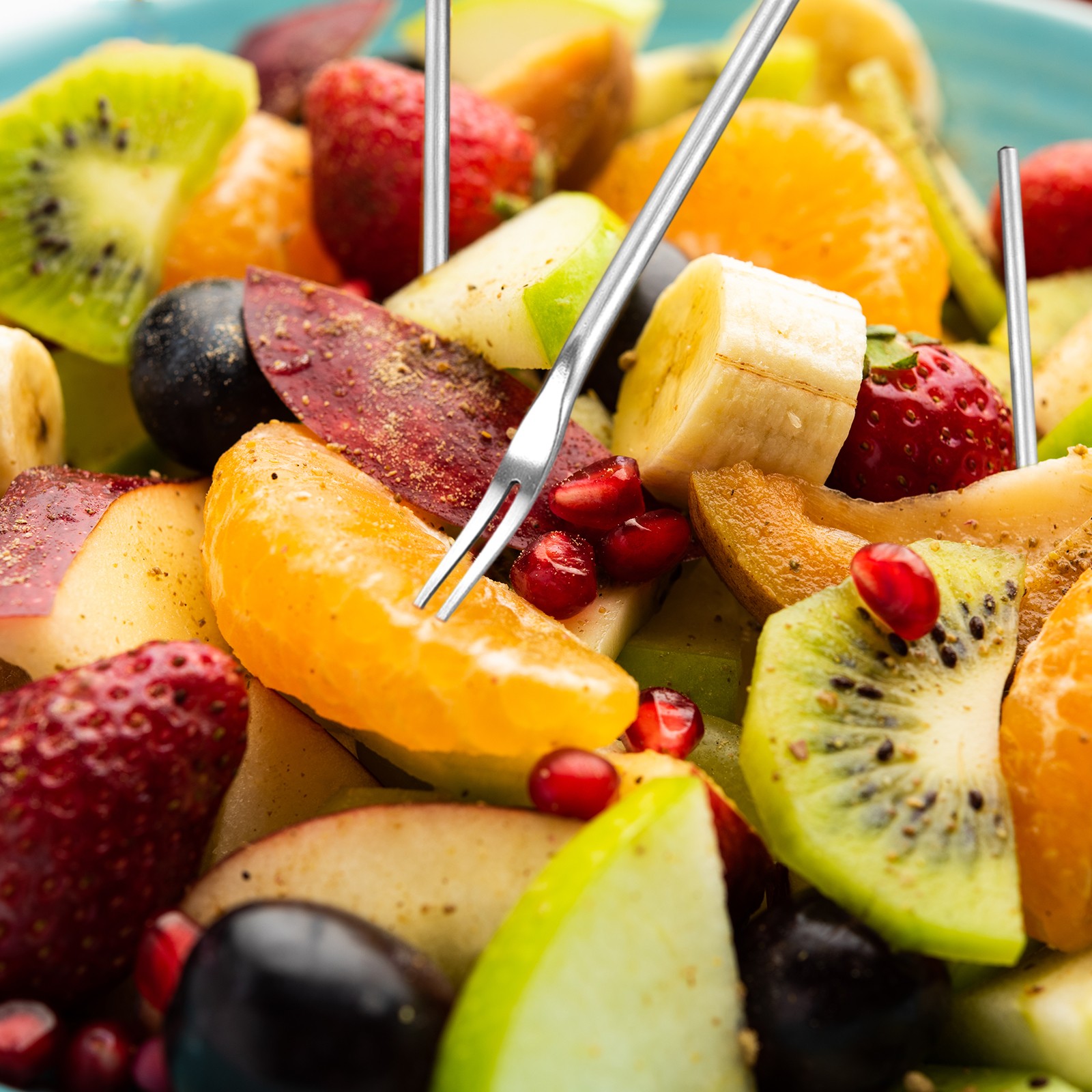 2Pcs Stainless Steel Fruit Forks 5.12" Salad Fruit Tasting Forks