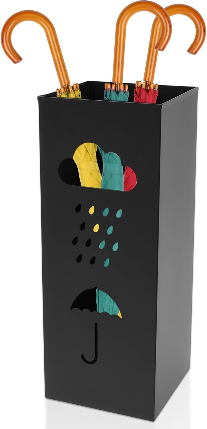 Umbrella Stand Metal Umbrella Holder,Hollowed Square Walking Cane Organizer Rack