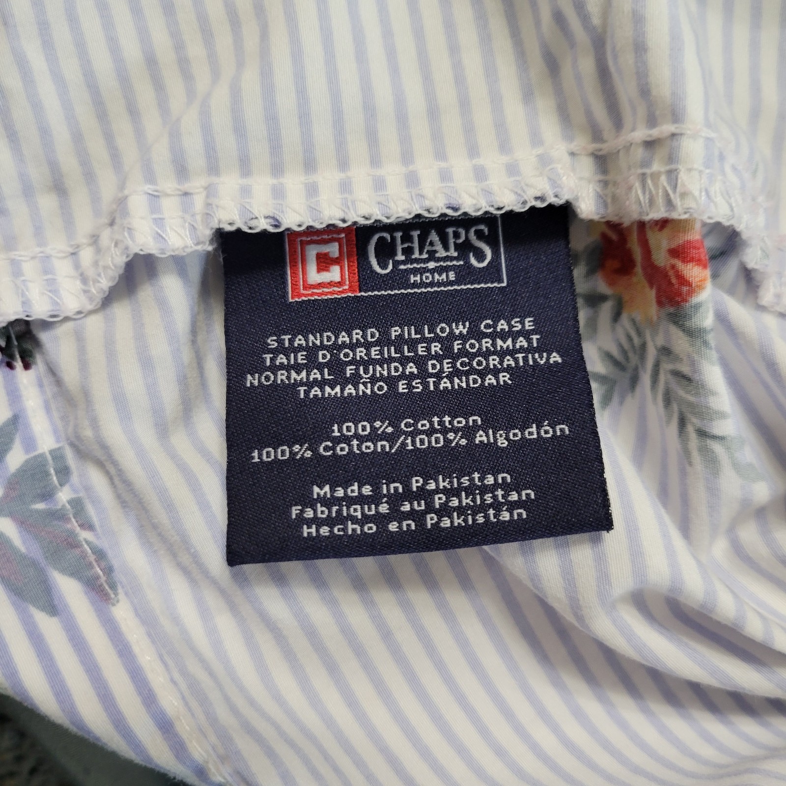 (2) Chaps Home Ralph Lauren Nantucket Blue Stripe Floral Pillowcase Standard