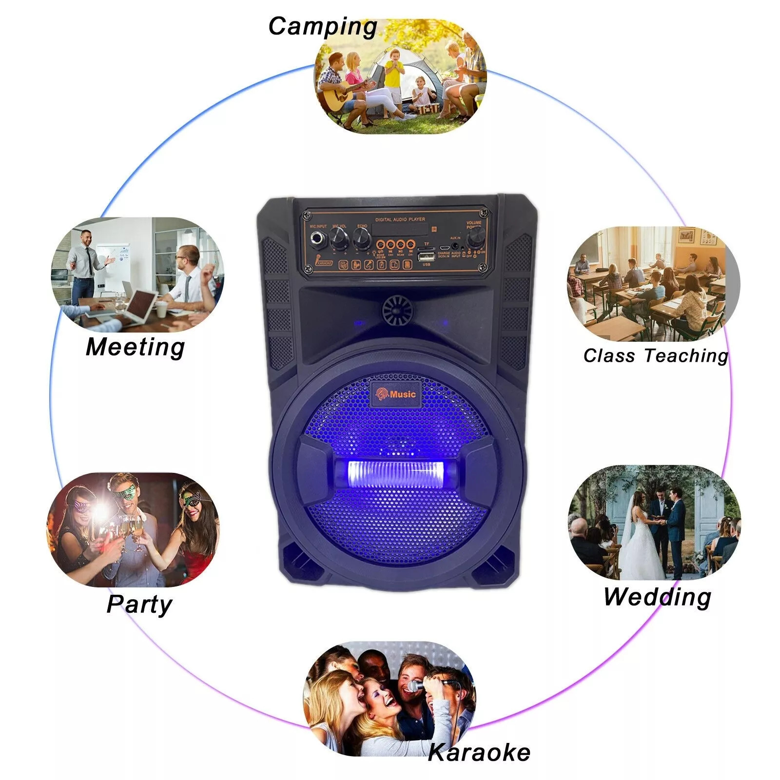 3000W Portable Bluetooth Speaker Sub Woofer Heavy Bass Sound System Party & Mic