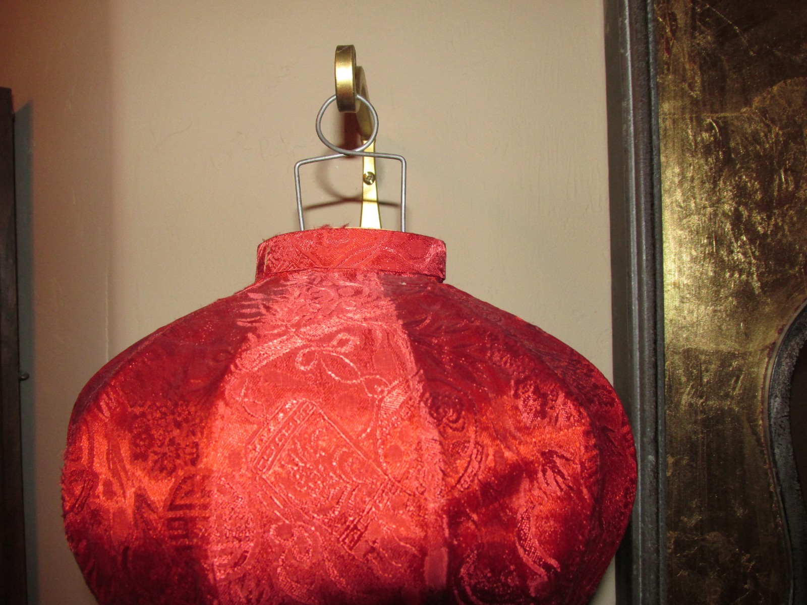 Authentic Vietnam Bamboo and Silk Brocade 17" Lantern with Tassel