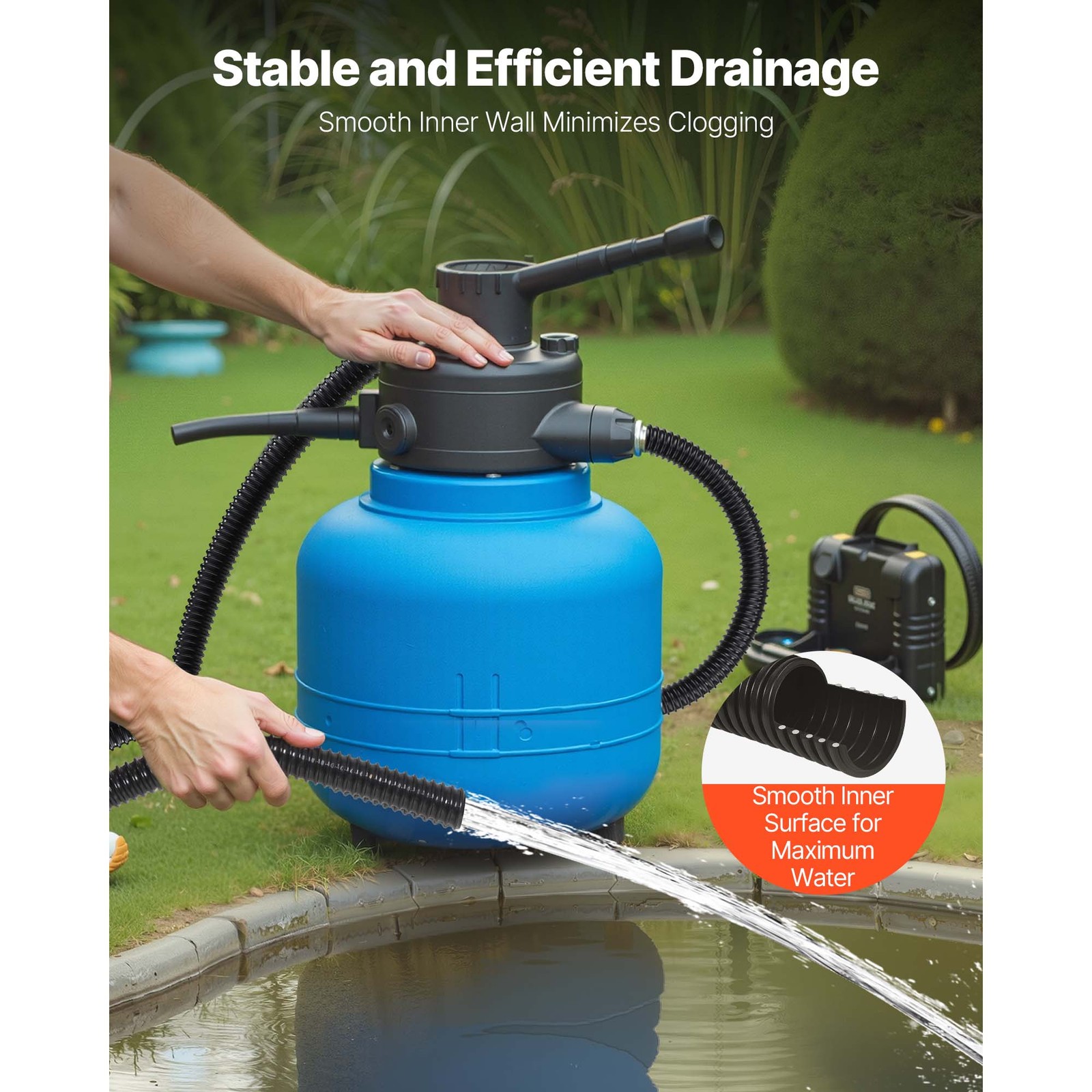 Uimoso 21 ft Flexible PVC Pond Tubing 1 in Inner Diameter, Corrugated Drain Hose