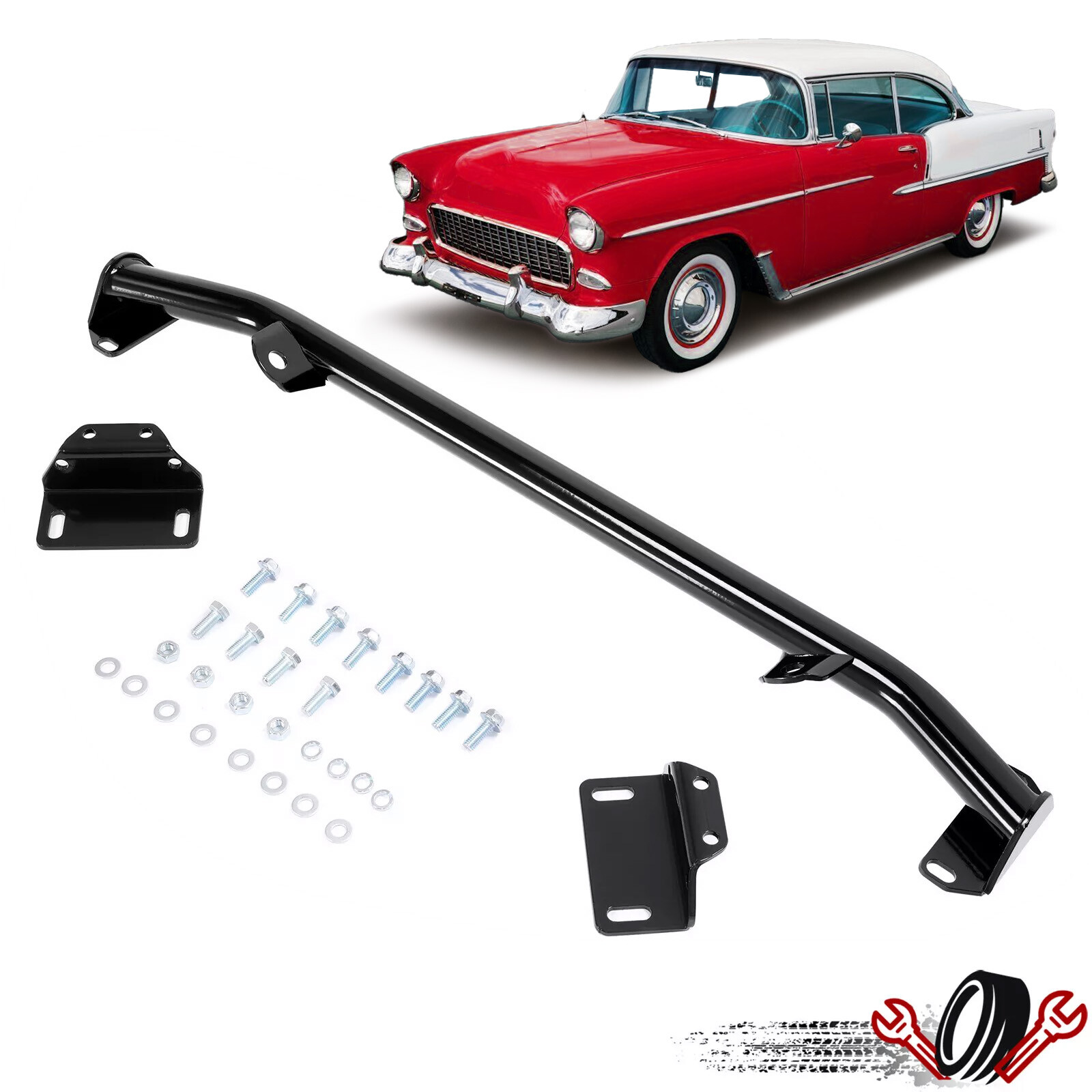 Black Rear Steel Tubular Shock Crossmember Mount For Chevy 150 210 Bel Air 55-57